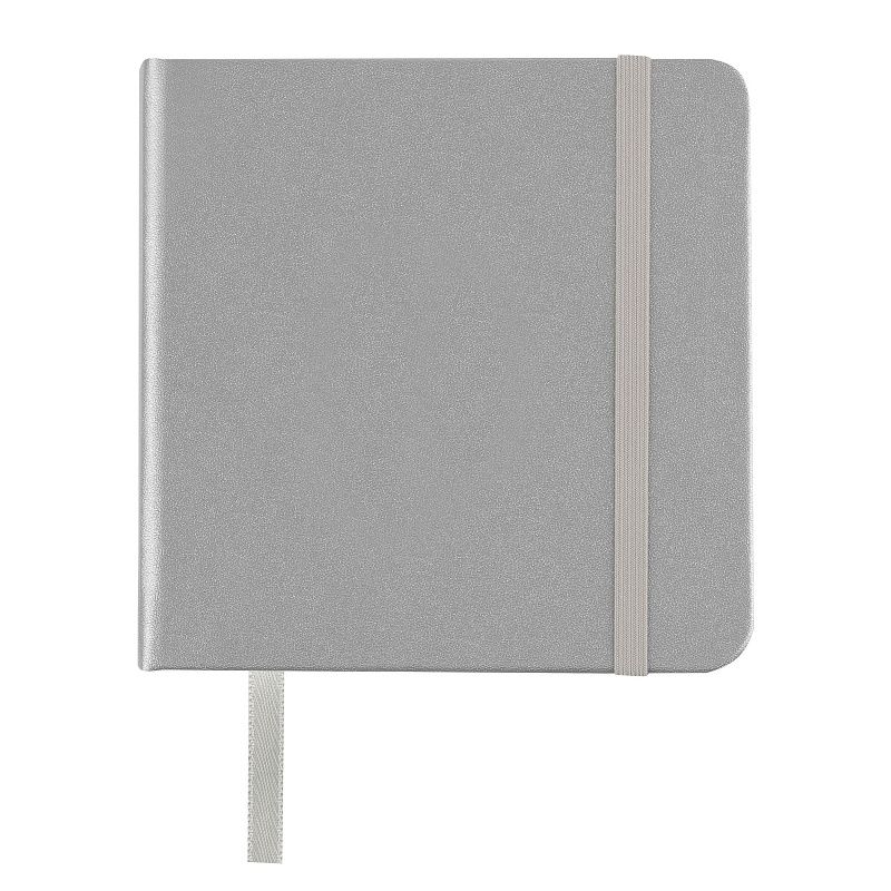 Скетчбук 80л., 120*120 Гамма "Студия", серебро, твердая обложка, на резинке, слоновая кость, 140г/м2