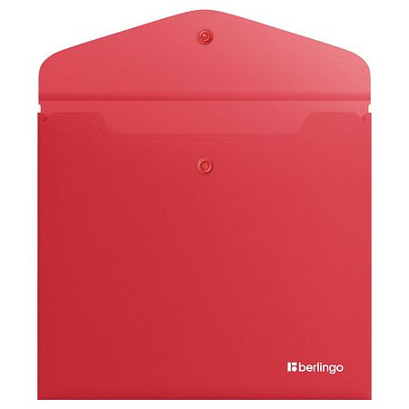 Папка-конверт на кнопке Berlingo "Soft Touch", А5+, 200мкм, софт-тач, коралловая 