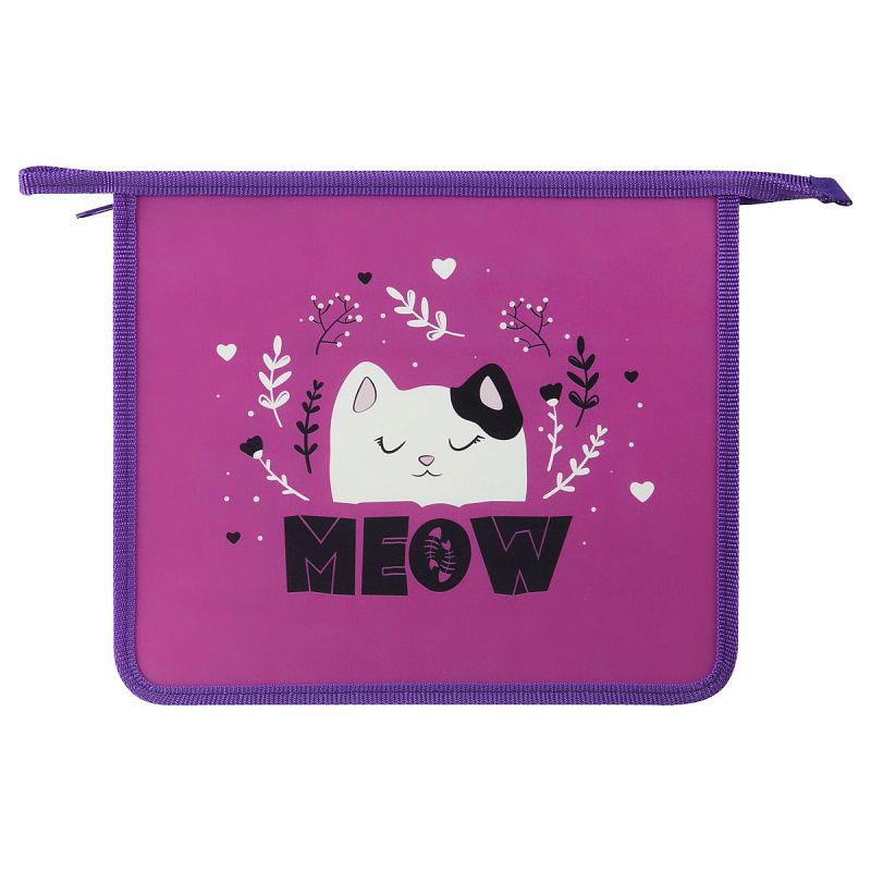 Папка для тетрадей 1 отделение, ArtSpace "MEOW", А5, пластик, на молнии 