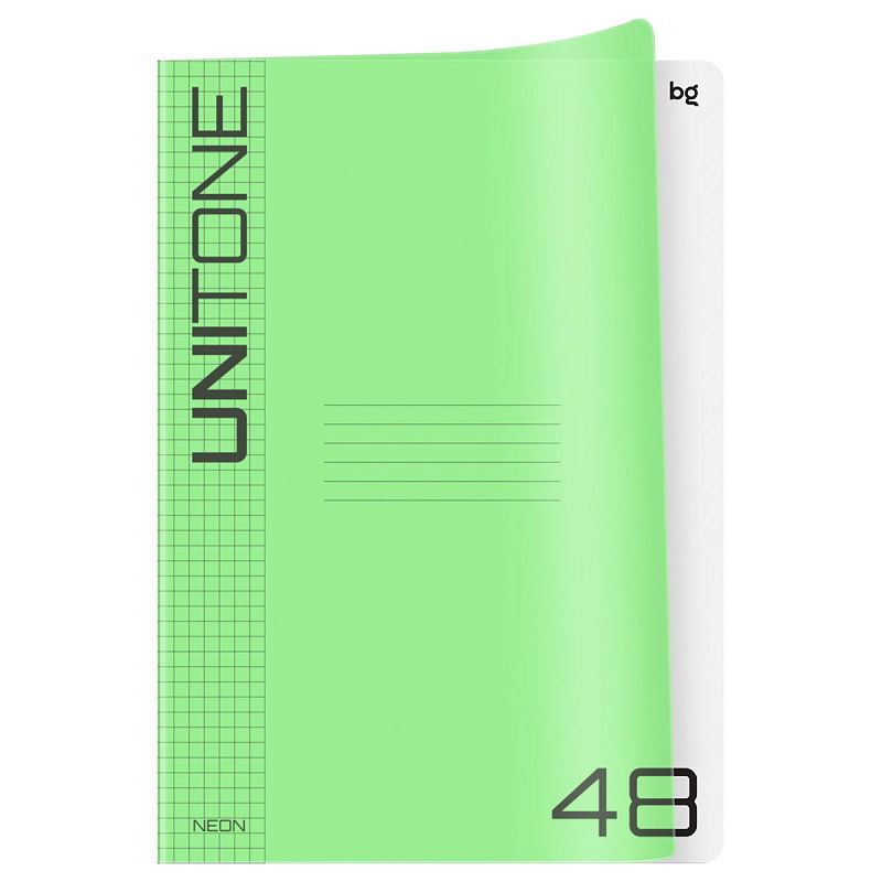 Тетрадь 48л., А4 клетка BG "UniTone. MIX", пластиковая обложка, микс цветов