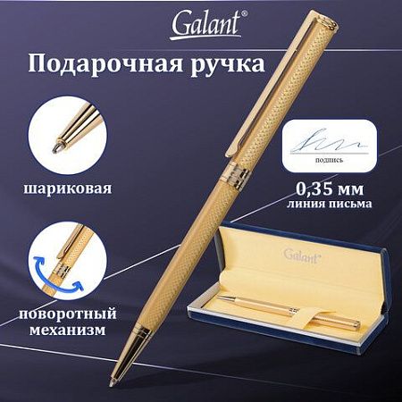 Ручка подарочная шариковая GALANT "Stiletto Gold", тонкий корпус, золотистый, золотистые детали, пишущий узел 0,7 мм, синяя, 140527 