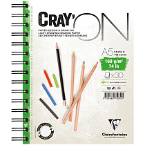 Скетчбук - блокнот 30л., А5 Clairefontaine "Cray ON", на гребне, мелкозерн., 160г/м2