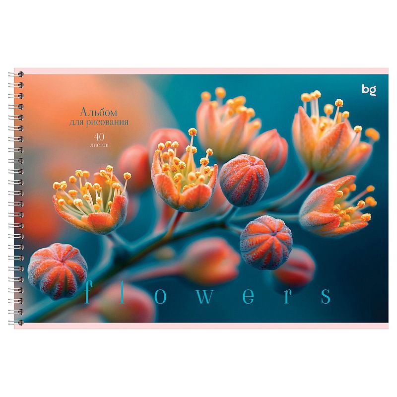 Альбом для рисования 40л., А4, на гребне BG "Macro flowers"