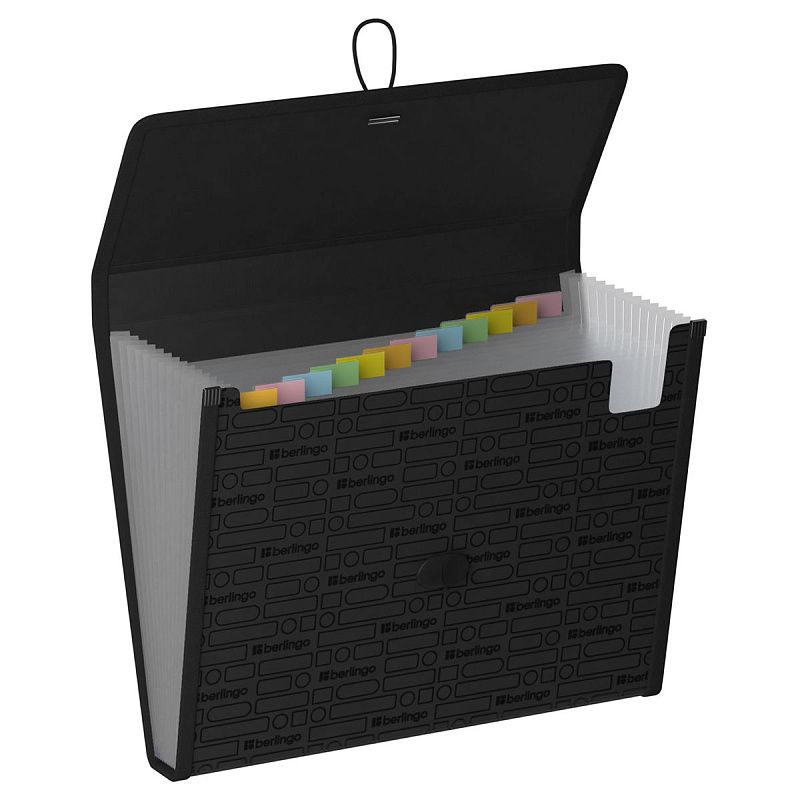 Папка 13 отделений Berlingo "Your Way", А4, 600мкм, на резинке, черная 