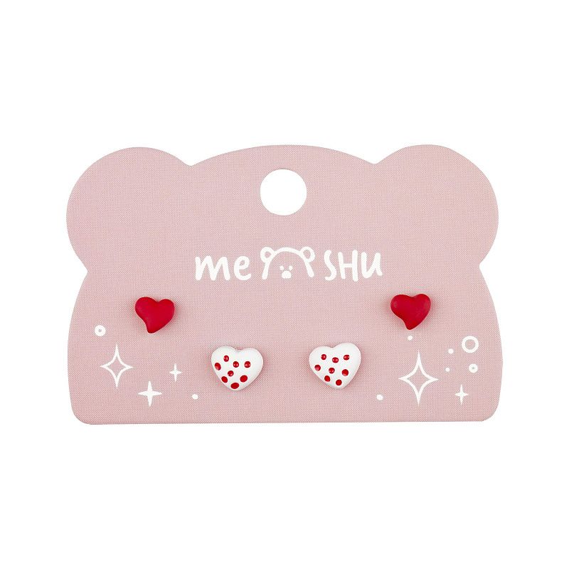 Серьги MESHU "Hearts", бижутерия, 2 пары, европодвес