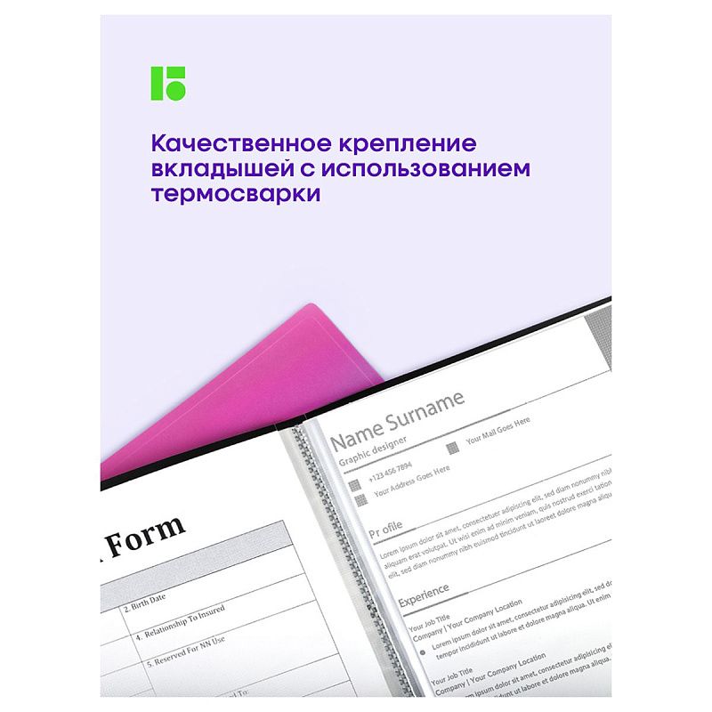 Папка с 30 вкладышами Berlingo "Radiance", 17мм, 600мкм, с внутр. карманом, розовый/голубой градиент 