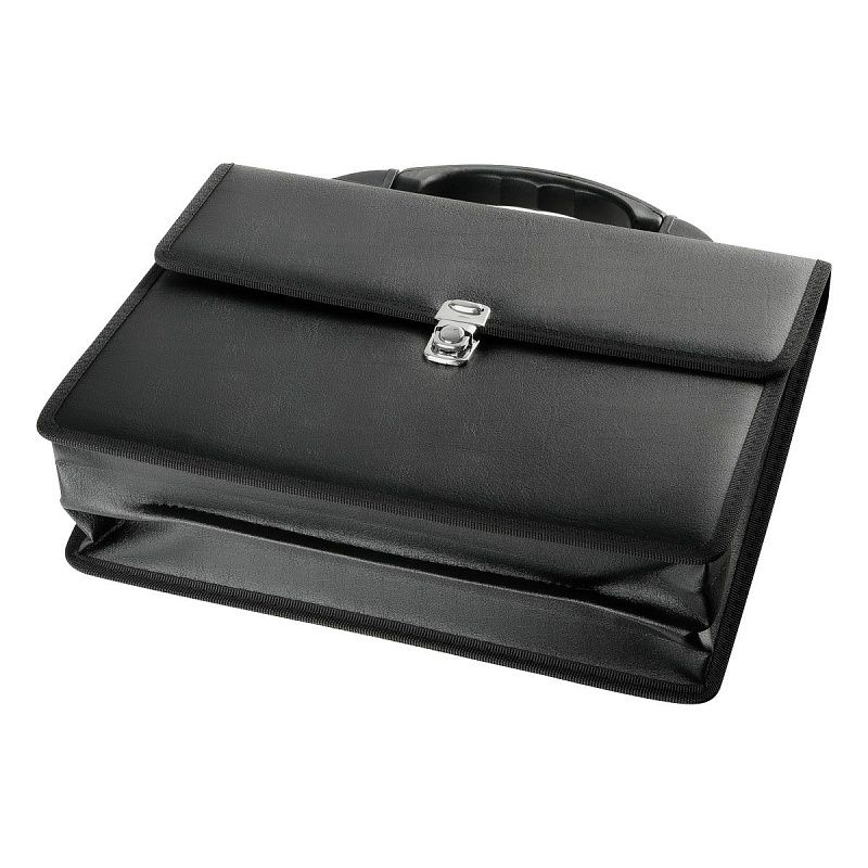 Портфель OfficeSpace "Siena", кожзам, черный, 2 отделения, метал. замок 