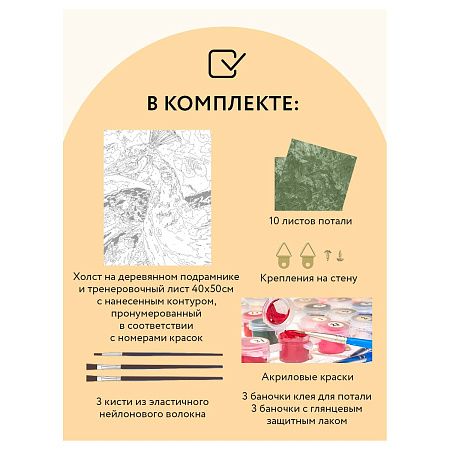 Картина по номерам на холсте ТРИ СОВЫ "Павлин", 40*50, с поталью, акриловыми красками и кистями