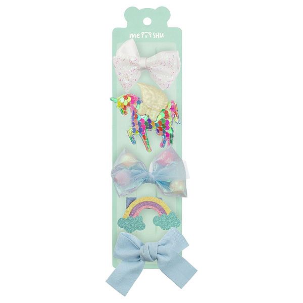 Заколки для волос MESHU, с топпером, синие, 5шт., 3,5см, европодвес