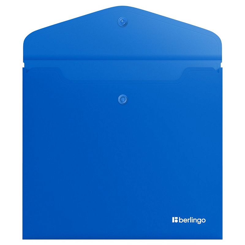 Папка-конверт на кнопке Berlingo "Soft Touch", А5+, 200мкм, софт-тач, синяя 