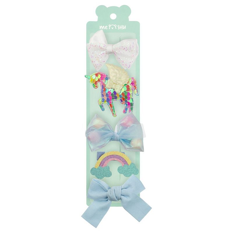 Заколки для волос MESHU, с топпером, синие, 5шт., 3,5см, европодвес