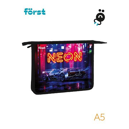 Папка для тетрадей 1 отделение, А5, Först "Neon knights", 240*205*40мм, пластик, на молнии 