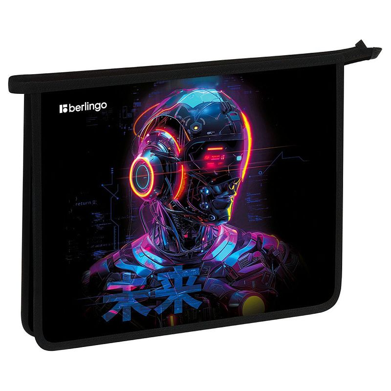 Папка для тетрадей 1 отделение, А5 Berlingo "Cyberpunk", 240*205*40 мм, пластик, на молнии