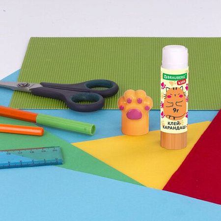 Клей-карандаш "Лапки" Cat Paw, 9 г, фигурный колпачок, 3 шт. на блистере, BRAUBERG KIDS, 271982