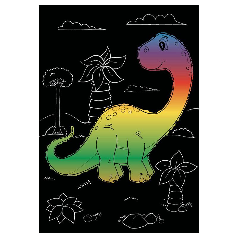 Гравюра Мульти-Пульти "Динозавры", А5, градиентная основа, пакет с европодвесом