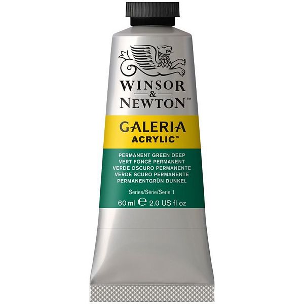 Краска акриловая художественная Winsor&Newton "Galeria", 60мл, туба, перманентный насыщенно-зеленый