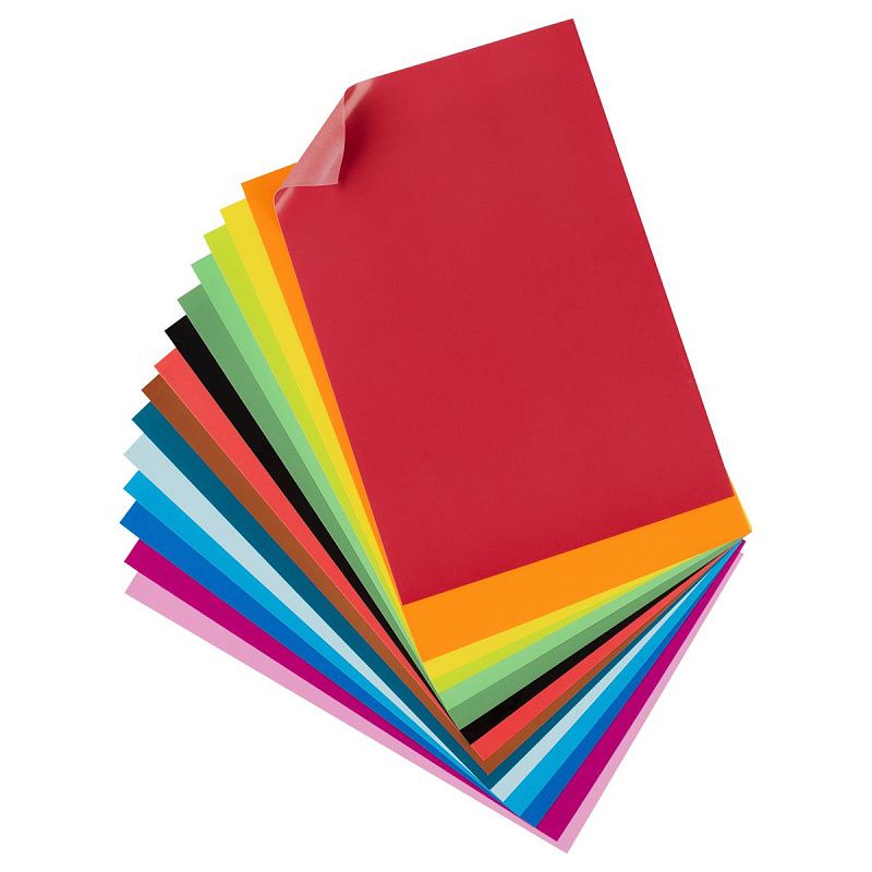 Картон цветной, А4 двустор., BG, 16 л., 16 цв., мелованный, в пакете