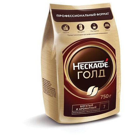 Кофе молотый в растворимом NESCAFE (Нескафе) "Gold", сублимированный, 750 г, мягкая упаковка, 01951, 12348310