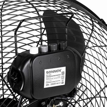 Вентилятор напольный ПОВЫШЕННОЙ МОЩНОСТИ SONNEN FE-45A, d=45см, 120Вт, 3 скорости, черный, 455734