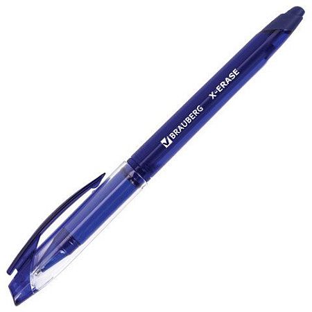 Ручка стираемая гелевая с грипом BRAUBERG "X-ERASE", СИНЯЯ, корпус синий, узел 0,7 мм, линия письма 0,35 мм, 143333 
