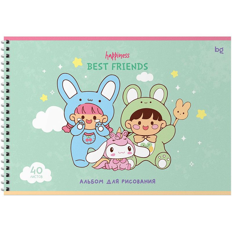 Альбом для рисования 40л., А4, на гребне BG "Лучшие друзья"