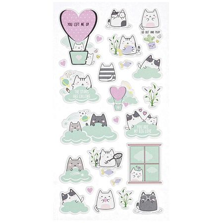 Наклейки объемные MESHU "Say Meow", 10*24см, 24 наклейки, инд. уп., европодвес