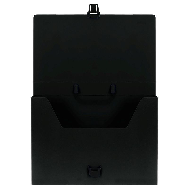 Папка-портфель 1 отделение СТАММ "Стандарт" А4, 1000мкм, на замке, пластик, черная 