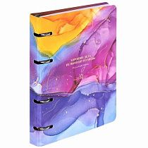 Тетрадь на кольцах А5 160х212 мм, 120 листов, картон, фольга, клетка, BRAUBERG, "Liquid art", 404738