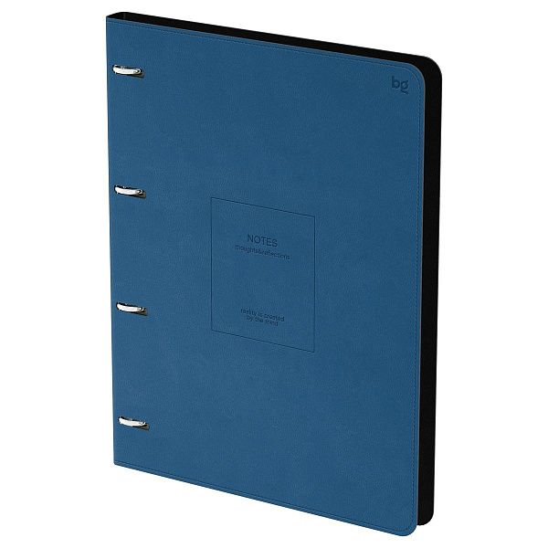 Тетрадь на кольцах А4, 120л., кожзам,  BG "Моно. Синий", иск. кожа, тиснение