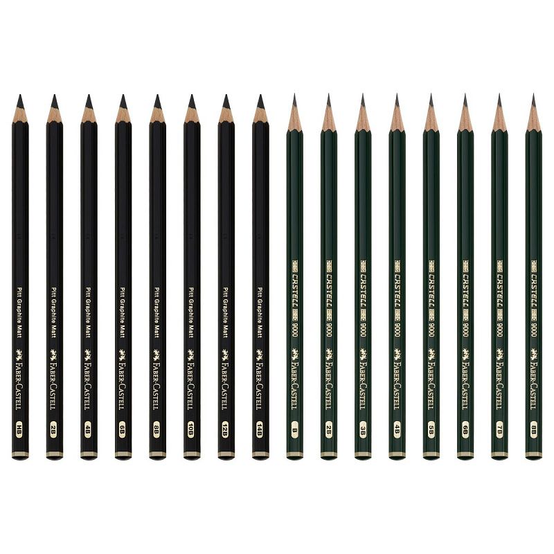 Набор карандашей ч/г Faber-Castell "Pitt Graphite Matt" и "Castell 9000", 20 предметов, заточен., метал. кор.
