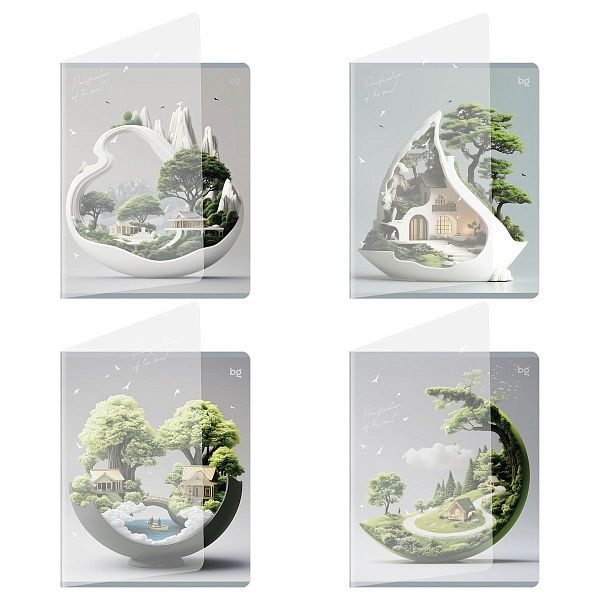 Тетрадь 48л., А5, клетка BG "Зеленый мир", пластиковая обложка