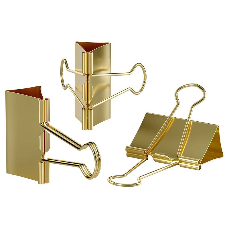 Зажимы для бумаг 25мм, Berlingo, 10шт., ПВХ упак., европодвес, золото