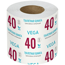 Бумага туалетная Vega, 1-слойная, 40м/рул., на втулке, с перф., серая