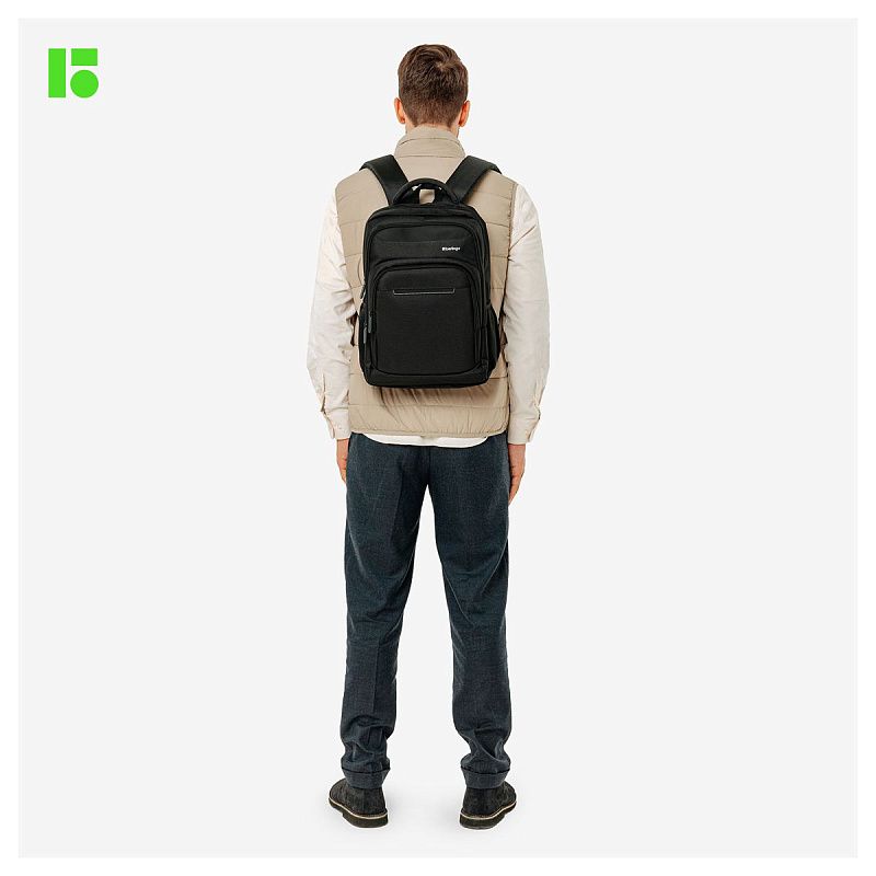 Рюкзак Berlingo City "Strict black" 42*29*17см, 2 отделения, 3 кармана, отделение для ноутбука, эргономическая спинка 