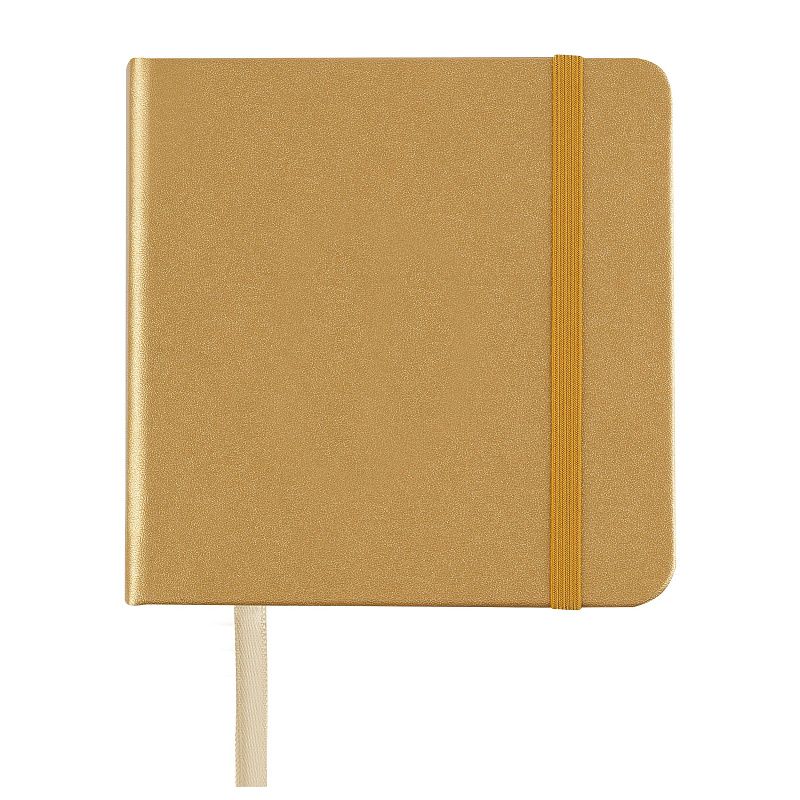 Скетчбук 80л., 120*120 Гамма "Студия", золото, твердая обложка, на резинке, слоновая кость, 140г/м2