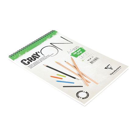 Скетчбук - блокнот 30л., А4 Clairefontaine "Cray ON", на гребне, мелкозерн., 160г/м2
