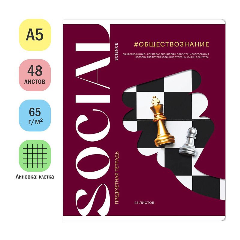 Тетрадь предметная 48л. ArtSpace "Коллаборация"- Обществознание, матовая ламинация, выб. лак