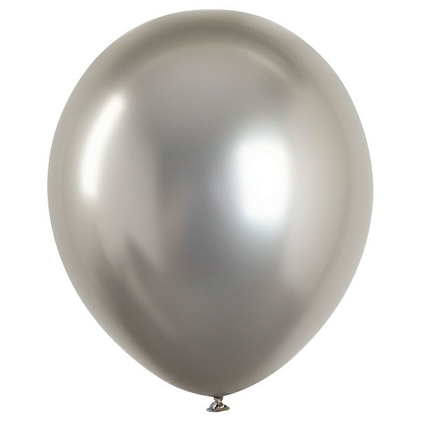 Воздушные шары,  50шт., М12/30см, MESHU, хром, серебро