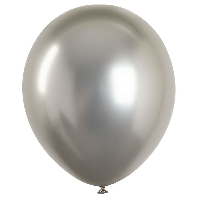 Воздушные шары,  50шт., М12/30см, MESHU, хром, серебро