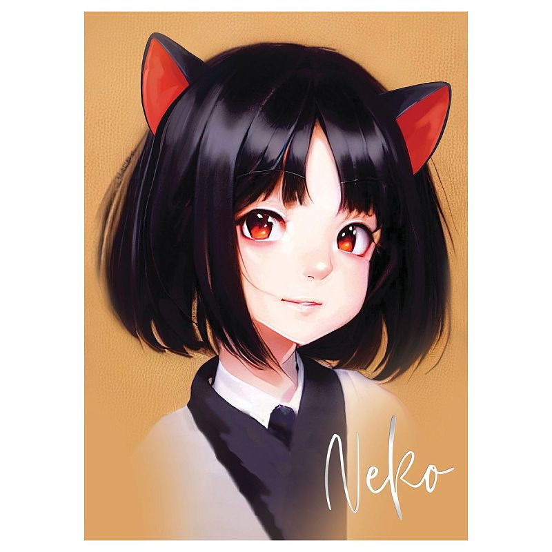 Блокнот А5 50л. на отрывной склейке MESHU "Neko", матовая ламинация, тиснение фольгой