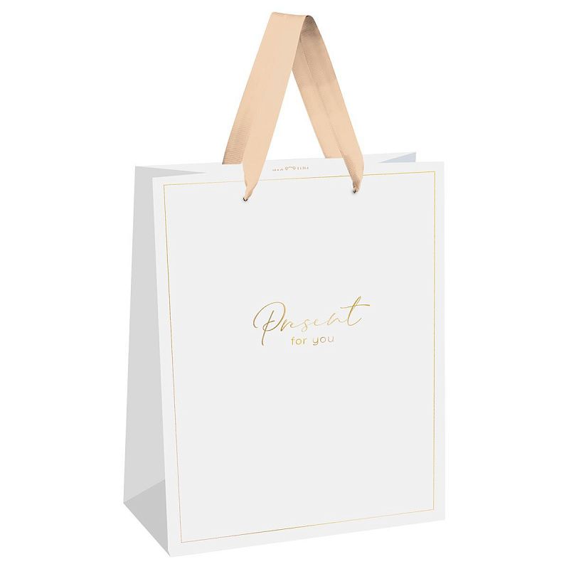 Пакет подарочный 18*23*10см MESHU "White elegance", фольга, матовая ламинация