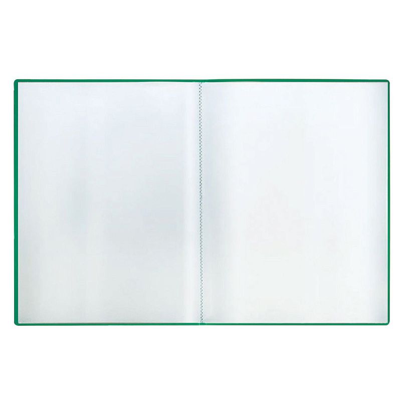 Папка с 40 вкладышами СТАММ А4, 21мм, 500мкм, пластик, зеленая 