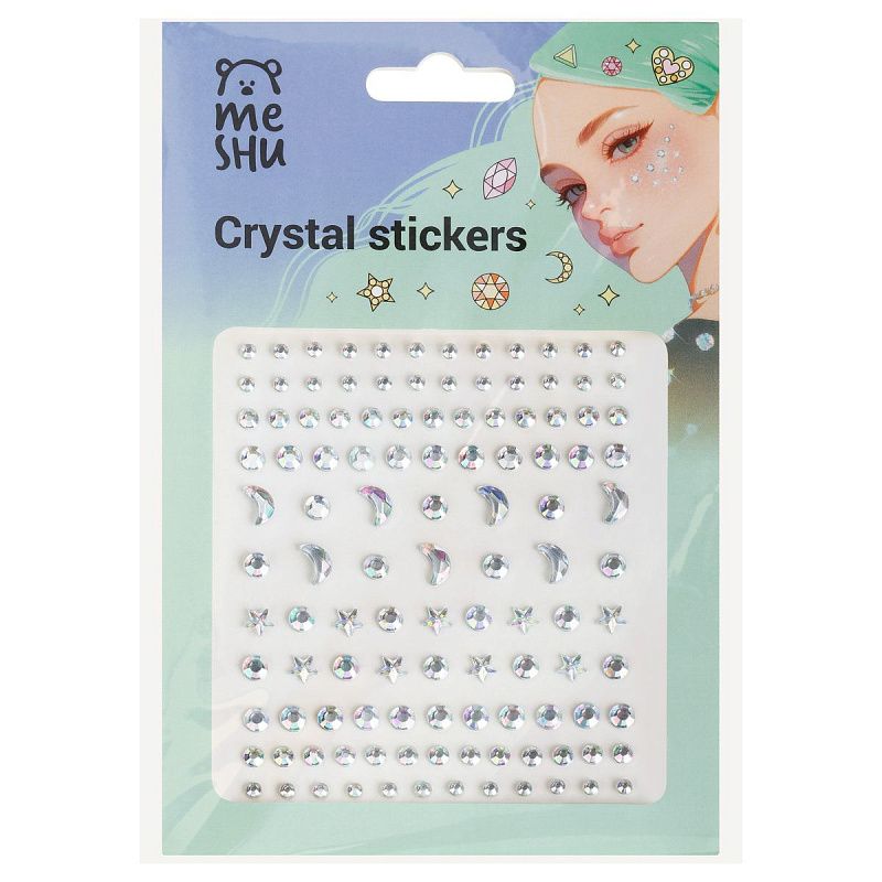 Стразы самоклеящиеся для творчества MESHU "Mother of Pearl" 118 наклеек, инд. уп., европодвес
