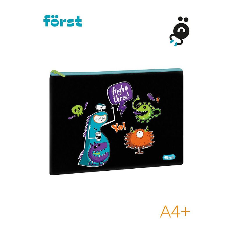 УЦЕНКА - Папка текстильная А4 Först "Monster party", 335*245мм, 1 отделение, полиэстер (осн 352136) 