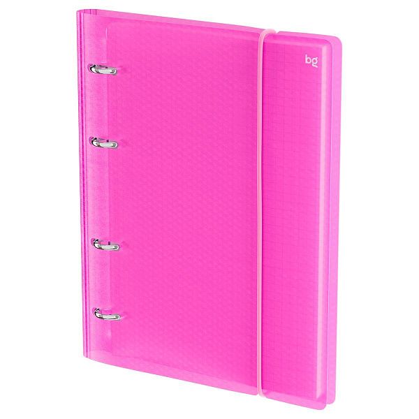 Тетрадь на кольцах А5, 120л., BG "Neon", пластиковая обложка, розовый, с резинкой