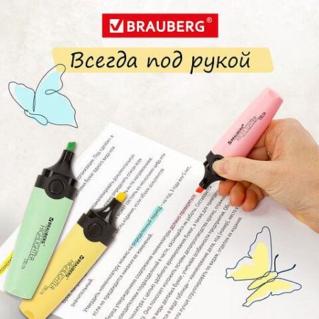 Набор текстовыделителей BRAUBERG 4 шт., АССОРТИ, "DELTA PASTEL", линия 1-5 мм, 151735 