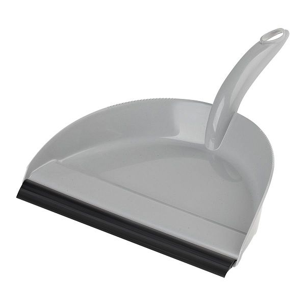 Совок для мусора OfficeClean, низкая ручка, с резиновой кромкой, ширина 24см, пластик, серый