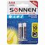 Батарейки КОМПЛЕКТ 2 шт., SONNEN Alkaline, AAA (LR03, 24А), алкалиновые, мизинчиковые, блистер, 451087