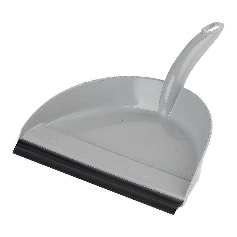 Совок для мусора OfficeClean, низкая ручка, с резиновой кромкой, ширина 24см, пластик, серый