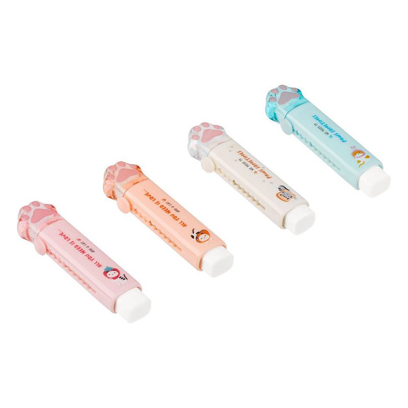 Ластик MESHU "Cat Paw", 93*28*17мм, термопластичная резина, пластиковый футляр 